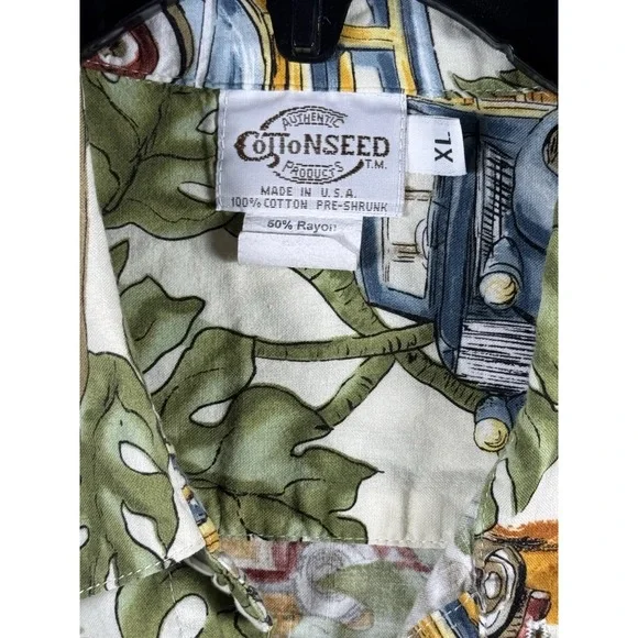 Cottonseed‎ Men's Button Up Short Sleeve Vintage Shirt Size XL Made In USA - Picture 4 of 13